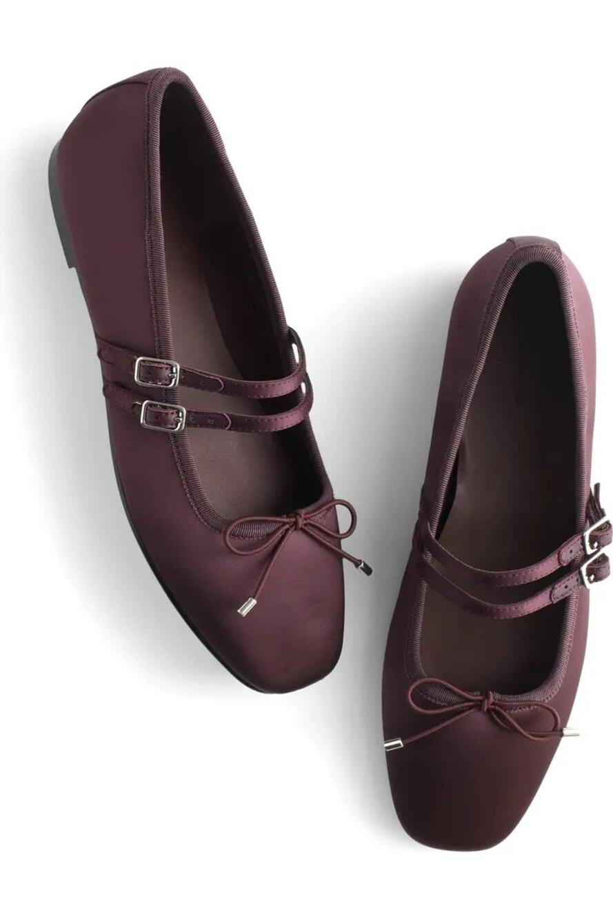 NWOT Madewell The Greta Double-Strap Ballet Flat Dark Plum Size 8.5